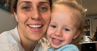 Katrina Gorry has opened up about the raw truth of being an injured parent to her daughter Harper (pictured together)