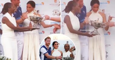 Meghan Markle awkwardly suggests woman not pose next to husband Prince Harry at polo event