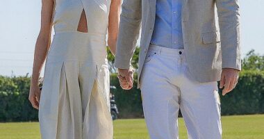 Meghan Markle put on a stunning display as she and Prince Harry arrived hand-in-hand at a charity polo match in Miami