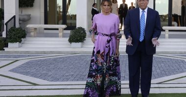 Melania Trump joined Donald Trump at the home of billionaire investor John Paulson in Palm Beach to raise more than $40 million for Trump's presidential campaign but is not expected to appear at his New York City trial
