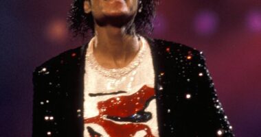 Michael Jackson's famed "Billie Jean" jacket is among the musical treasures slated to hit the auction block next month for Julien's Auctions. Pictured August 1, 1984 performing on the Victory Tour