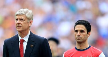 Mikel Arteta (pictured right) revealed he has been in contact with Arsene Wenger (left)