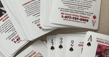 Mississippi prisons have issued 'cold case' playing card featuring missing people and murdered victims in the hopes some of them will be recognized