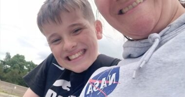 Emma, from Derby, was anxious about her son Ben (both pictured) going on a school trip to Italy earlier this month due to his severe peanut allergy