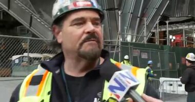The unknown worker had been part of the crowds gathered as the former president made a visit to a construction site in Midtown Manhattan on Thursday morning