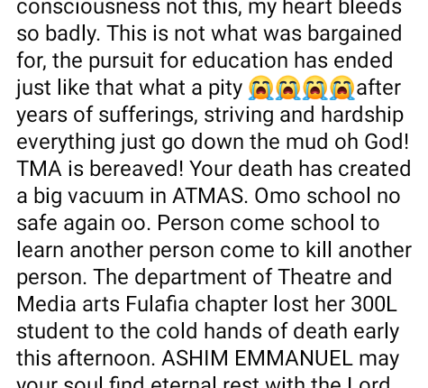 Nasarawa varsity student dies of injuries after attack by unknown assailants