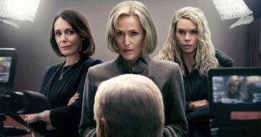 Keeley Hawes, Gillian Anderson and Billie Piper in the poster for Netflix's Scoop