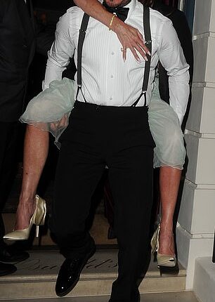 David Beckham was seen carrying wife Victoria on his back as they left her £250,000 50th birthday party in the early hours of Saturday morning