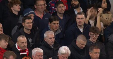 Louis Rees-Zammit was seen in the Manchester United end Thursday at Stamford Bridge