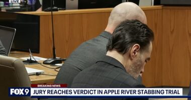 Nicolae Miu sits with his head bowed Thursday morning as he is found guilty of the first-degree intentional homicide of 17 year-old Isaac Schuman