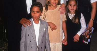 OJ Simpson pictured with his ex-wife Nicole and their blended family at the premiere of Naked Gun 33 1/3 in 1994, just three months before her murder