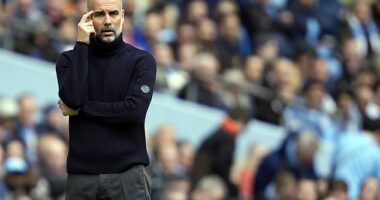 Pep Guardiola claims Man City 'live for the title race' and insists Premier League champions will relish the pressure of being chased by Liverpool and Arsenal after returning to the top of the table for the first time in SIX months