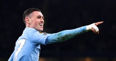 Manchester City's Phil Foden completed his hat-trick against Aston Villa with a stunning strike