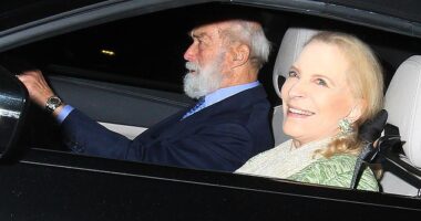 Prince and Princess Michael of Kent enjoyed a night out at a private members' club yesterday - as they were spotted in public for the first time since the funeral of their son-in-law