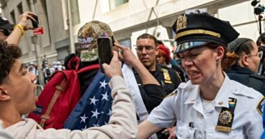 Pro-Palestinian Protest in New York City Sees American Flags in Flames Again