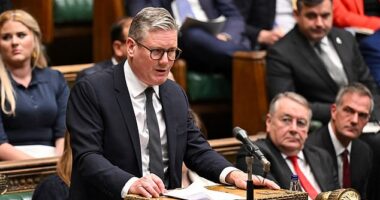 Sir Keir Starmer speaking in the House of Commons on Monday during a statement from PM Rishi Sunak on Iran's missile attack on Israel