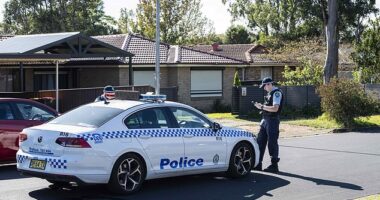 Police were seen at the quiet Quakers Hill, Sydney street on Saturday morning