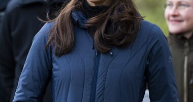Queen Mary of Denmark looked typically chic as she inaugurated a hiking route at Denmark's Hannenov Forest on Falster today