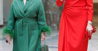 Queen Mathilde of Belgium and Grand Duchess Maria Teresa of Luxembourg kicked off the second day of the royal state visit on Wednesday with a tour of an art exhibition in Brussels