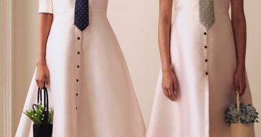 Ascot has unveils its first 'fashion bible' under the Creative Direction of Fashion Designer Daniel Fletcher - it features gender-fluid look like these dresses with ties