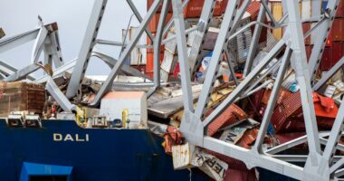 Salvage crews start removing containers from ship that collapsed Baltimore’s Key Bridge