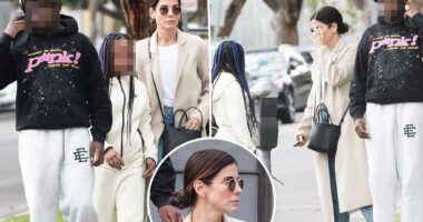 Sandra Bullock goes on rare outing with children Louis and Laila