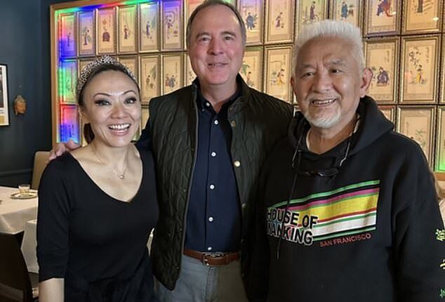 Schiff (center) posted an image showing him in the same attire he wore to dinner