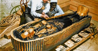 A scientist claims to have cracked the case of the 'Pharaoh's curse' that was believed to have killed more than 20 people who opened King Tutankhamun's tomb in 1922. Pictured is Howard Carter who was long said to die from the curse