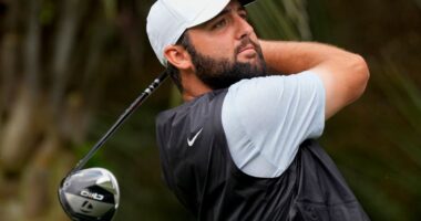 Scottie Scheffler five strokes ahead with weather forcing a Monday finish