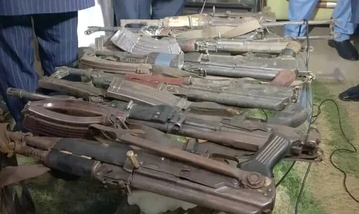 Seven repentant bandits surrender weapons to security operatives in Plateau
