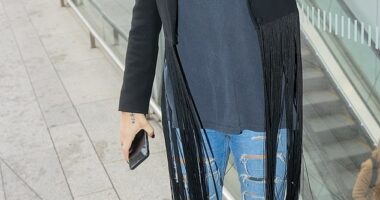 Sheridan Smith, 42, was in good spirits on Tuesday as she arrived at the Virgin Radio studios despite reports her underperforming musical Opening Night may close early