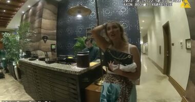 Moorhead was filmed hurling abuse at the police before lying down in the street to prevent her arrest