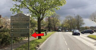 The sign for Netanya in Israel before it was removed on Magna Road in Bournemouth, Dorset