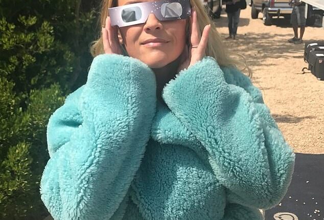 Stars took to Instagram on Monday to discuss looking at the eclipse. Reese Witherspoon (pictured), Jessica Biel and Kelly Osbourne all could not contain their excitement over the very rare phenomenon