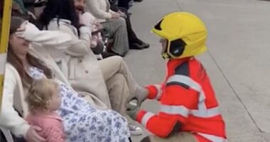 Greater Manchester Fire Department have shared a clip of the special moment a newly-qualified firefighter proposed to his girlfriend at his pass-out parade