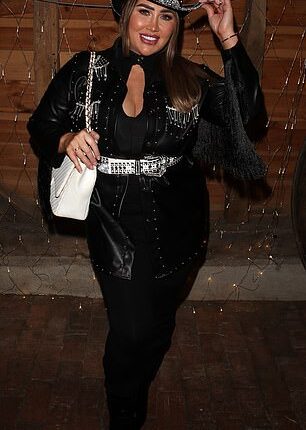 Lauren Goodger , 37, rocked a cowgirl theme outfits as she joined her co-stars at Jordan Brook's country and western birthday party, on Saturday
