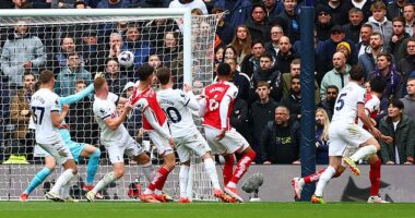 Arsenal took the lead against Tottenham after Pierre-Emile Hojbjerg's own goal from a corner