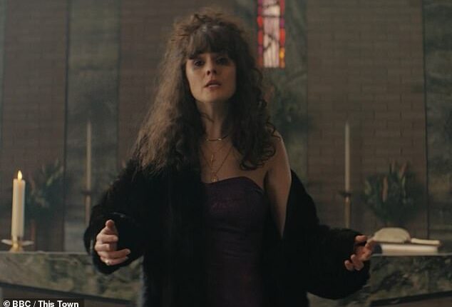 Pictured: Michelle Dockery playing Estella in the new BBC series This Town, from the creator of Peaky Blinders