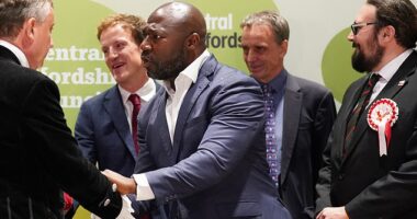 Festus Akinbusoye, (centre) the Conservative PCC for Bedfordshire, was reprimanded after suggesting the unnamed man had misused public funds
