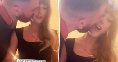 Travis Kelce kisses Taylor Swift in intimate, home video shared by singer
