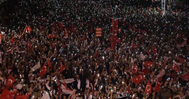 Supporters of Ankara's Mayor and Republican People's Party (CHP) candidate Mansur Yavas celebrate his victory in Ankara, Turkey, March 31, 2024