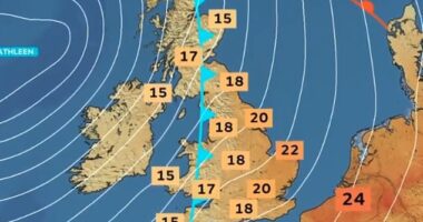 A look at the warm weather which is set for this Saturday, despite Storm Kathleen still affecting parts of the country