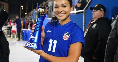 United States beat Canada on penalties to win SheBelieves Cup as Sophia Smith's double was canceled out by Adriana Leon - and Korbin Albert is booed AGAIN in substitute appearance
