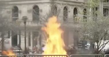 Watch: Man Sets Self on Fire in Front of Trump Courthouse Live on CNN