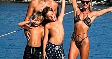 Pictured: The Colledge family enjoying the Greek sun