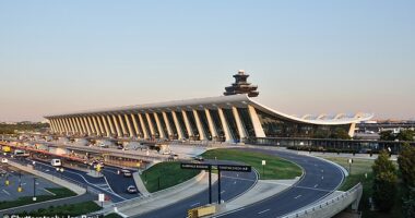 The main terminal of Washington Dulles International Airport just outside of Washington, D.C.