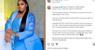 What exactly is her Crime? She did not cause any accident - Uche Ogbodo defends movie producer Adanma Luke