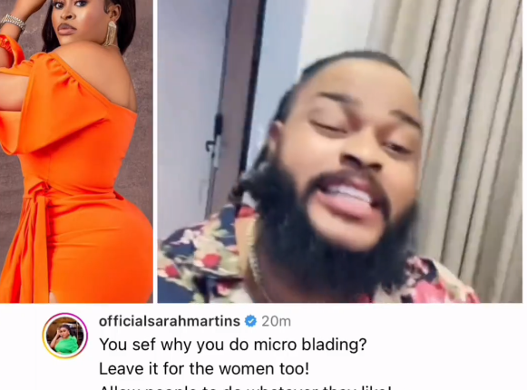Why did you do micro blading? Leave it for the women too - Actress Sarah Martins knocks Whitemoney for berating men jumping on the trending ??Estherblish? challenge