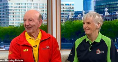 Chris met his wife Elaine, who is a voluntary lifeguard, on the job and it was love at first sight