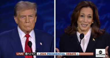Donald Trump and Kamala Harris debating
